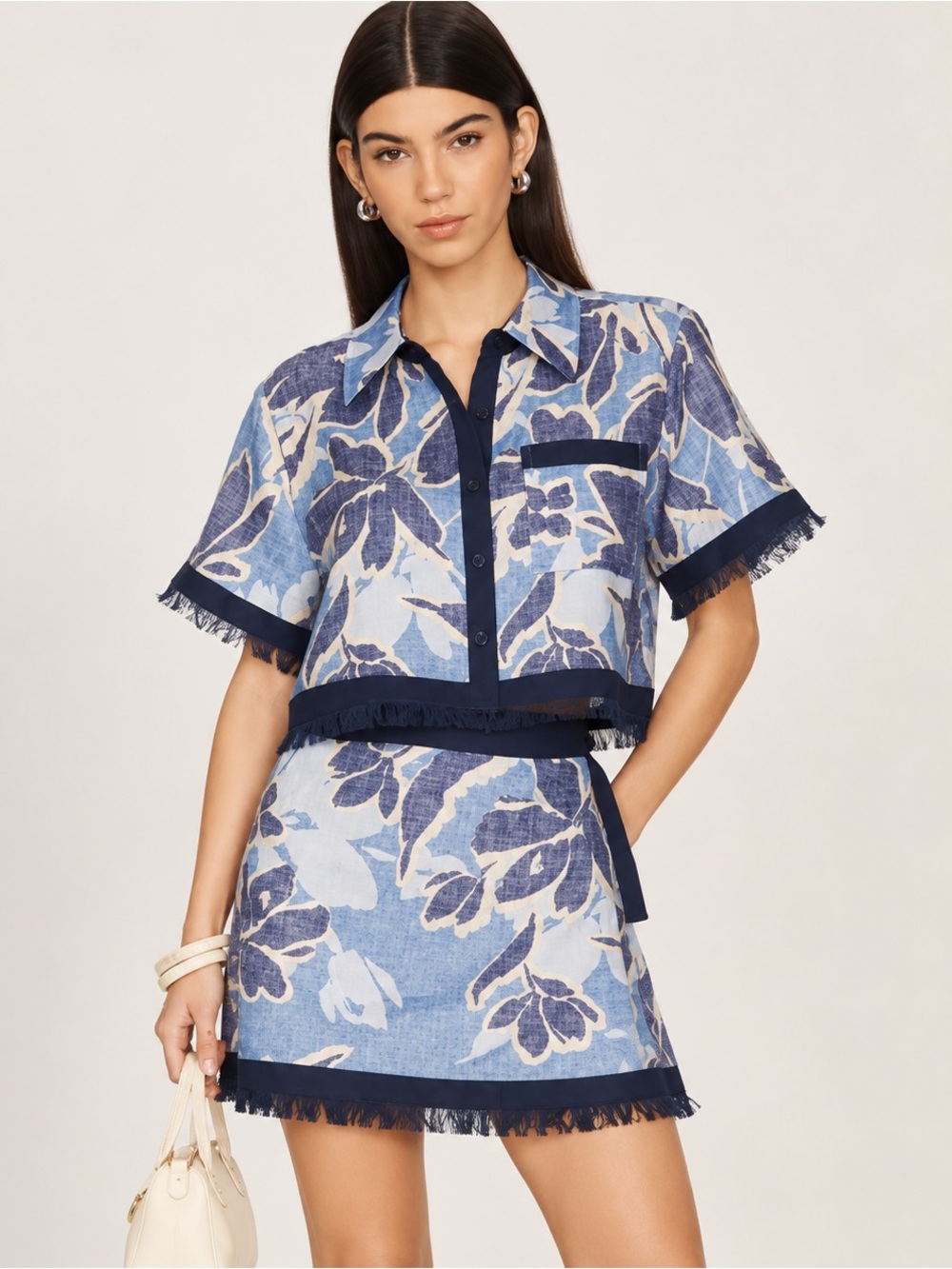 NWT Jonathan Simkhai Topanga Button Down Shirt in Blue Hydrangea XS
